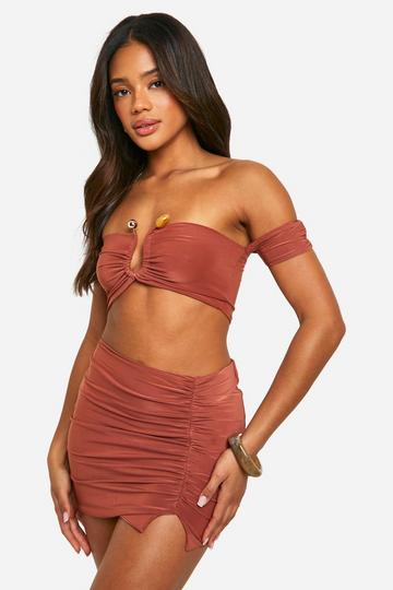 Geplooide Bralette En Mini Rokje terracotta