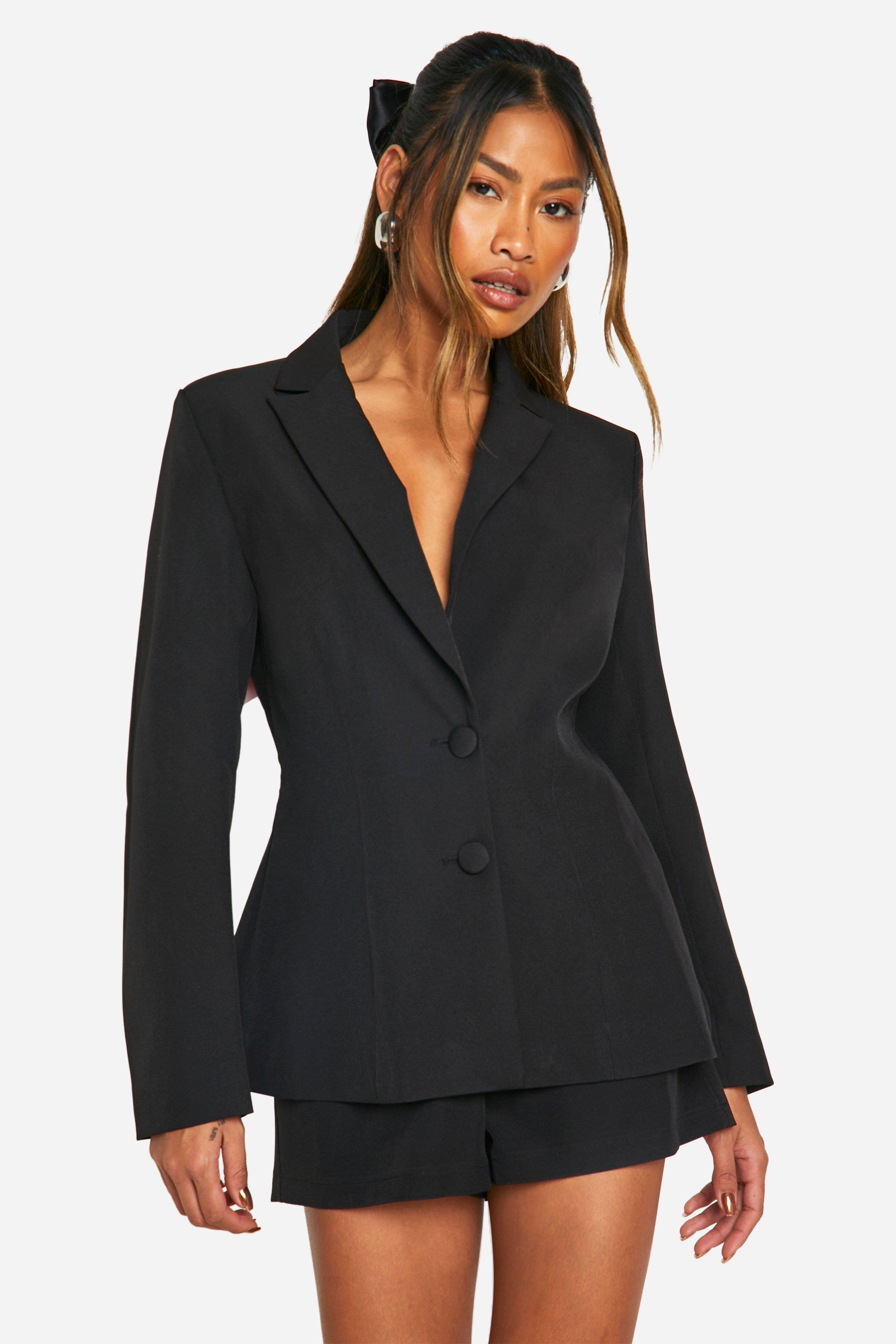 Bow Detail Open Back Blazer