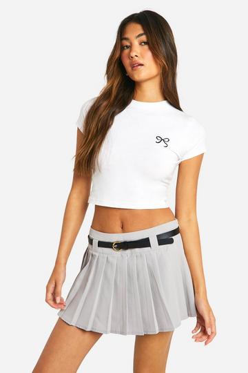 Belted Pleated Skort grey