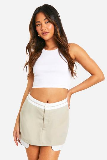 Contrast Waist Tailored Skort stone