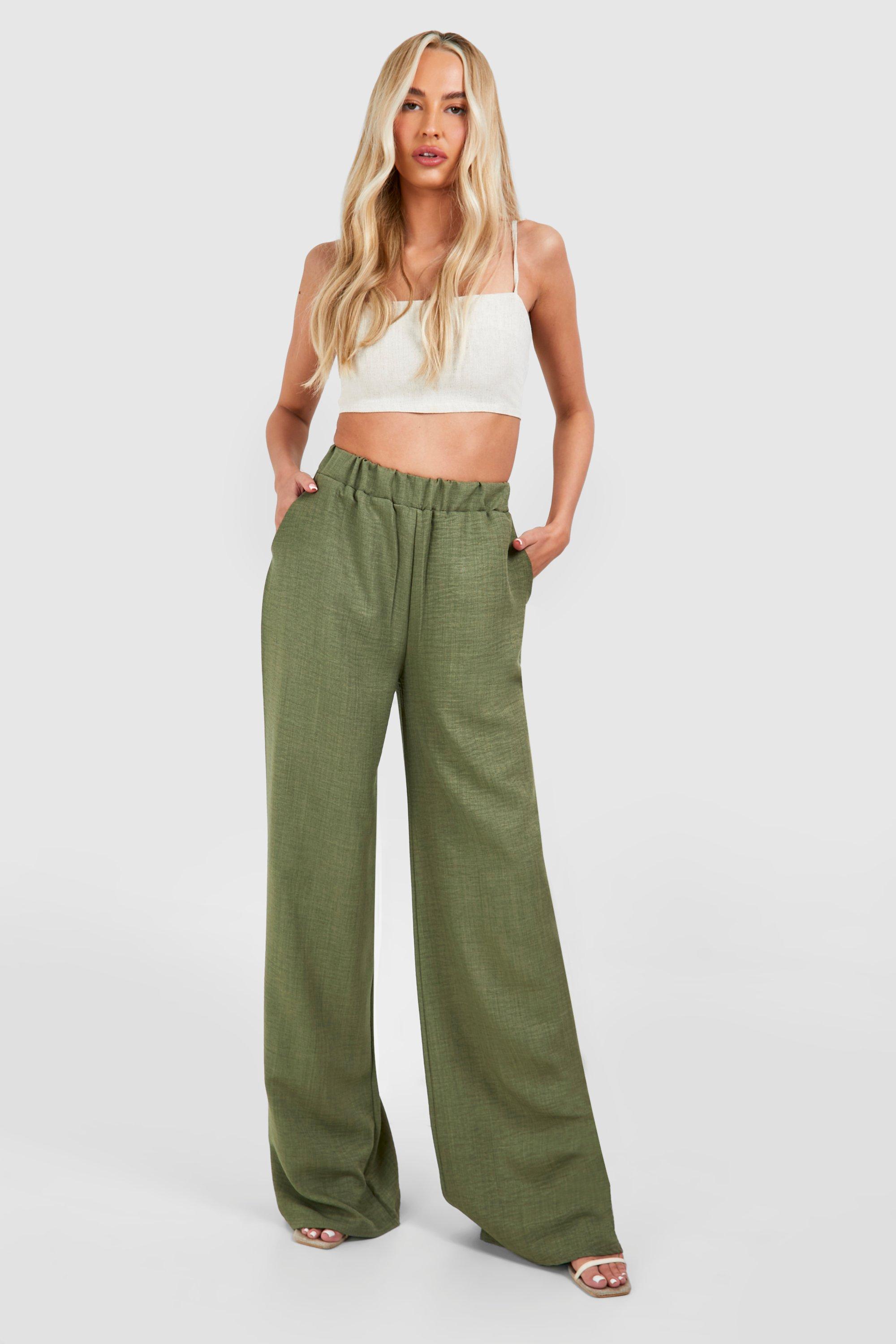 Tall Linen Look Wide Leg Pants
