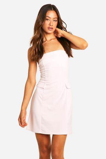 Tall Crepe Bardot Mini Dress baby pink