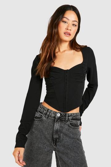 Tall Crêpe Corset Top black