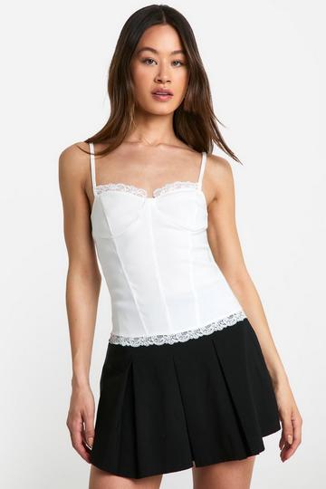 Tall Bengaline Lace Corset Top white