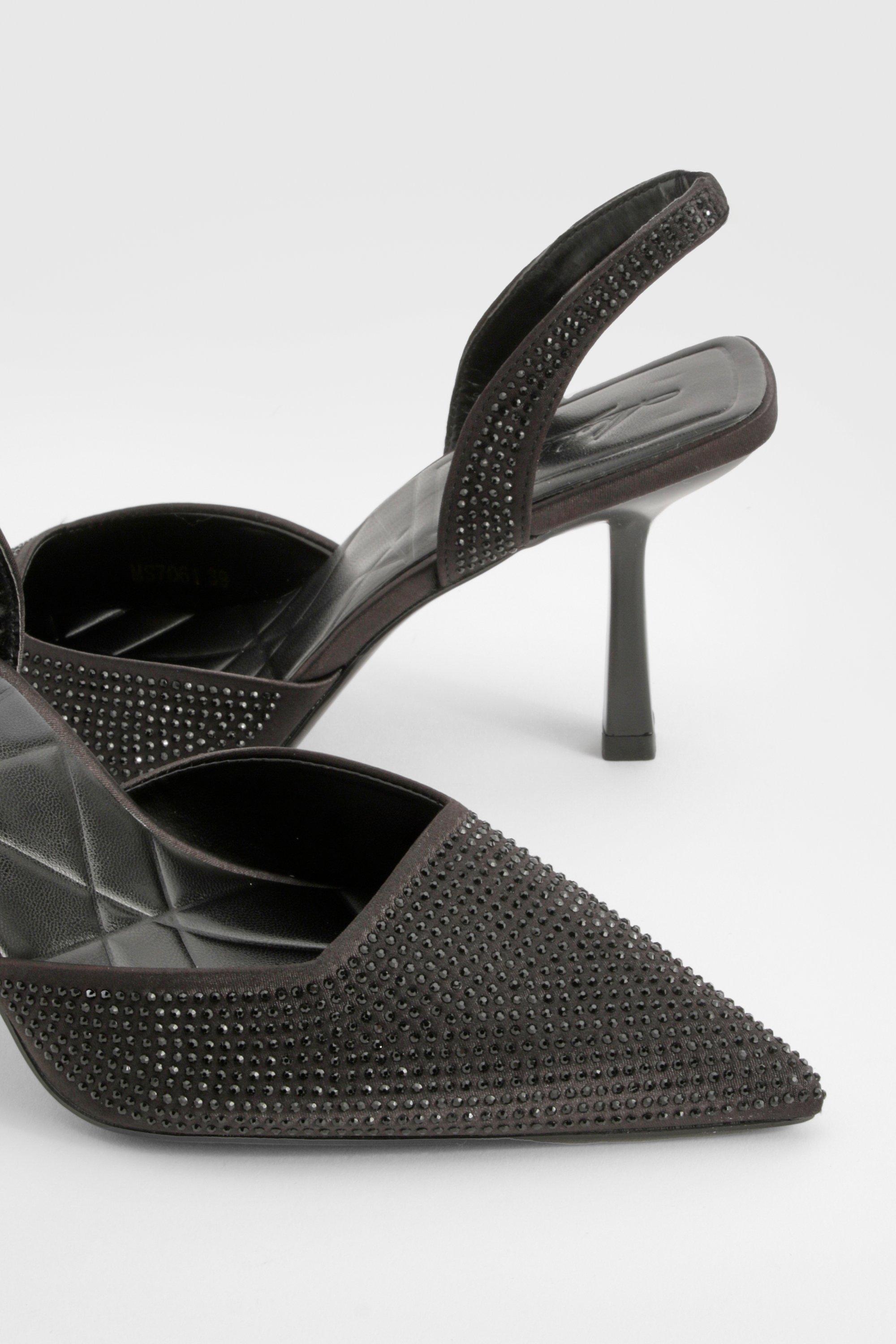 Diamante Slingback Court Heels boohoo NO