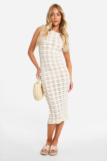 Textured Low Back Maxi Dress cream