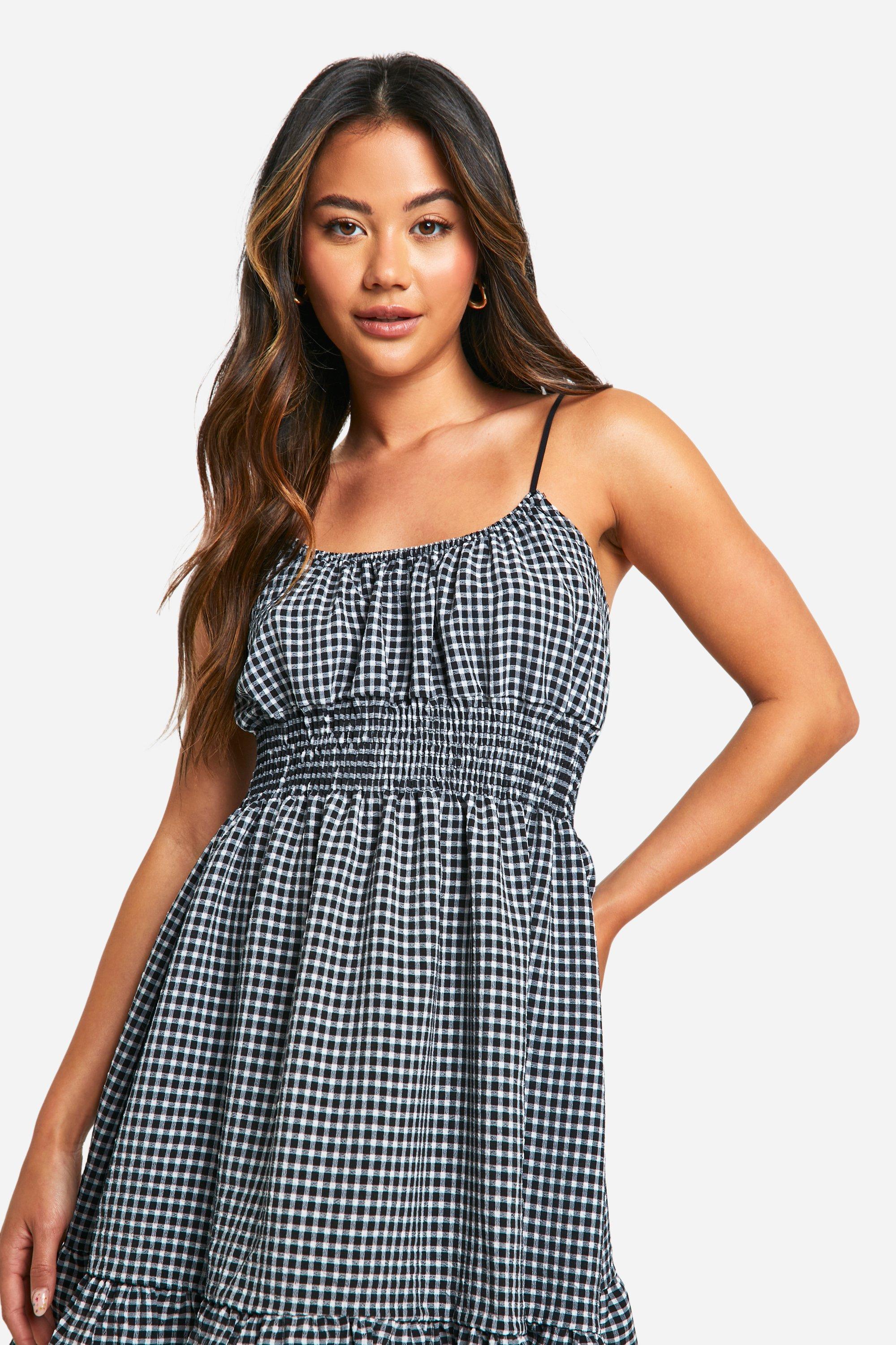 Andmary Becky check mini dress black - mini
