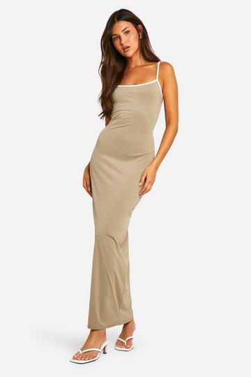 Premium Matt Slinky Contrast Maxi Dress grey