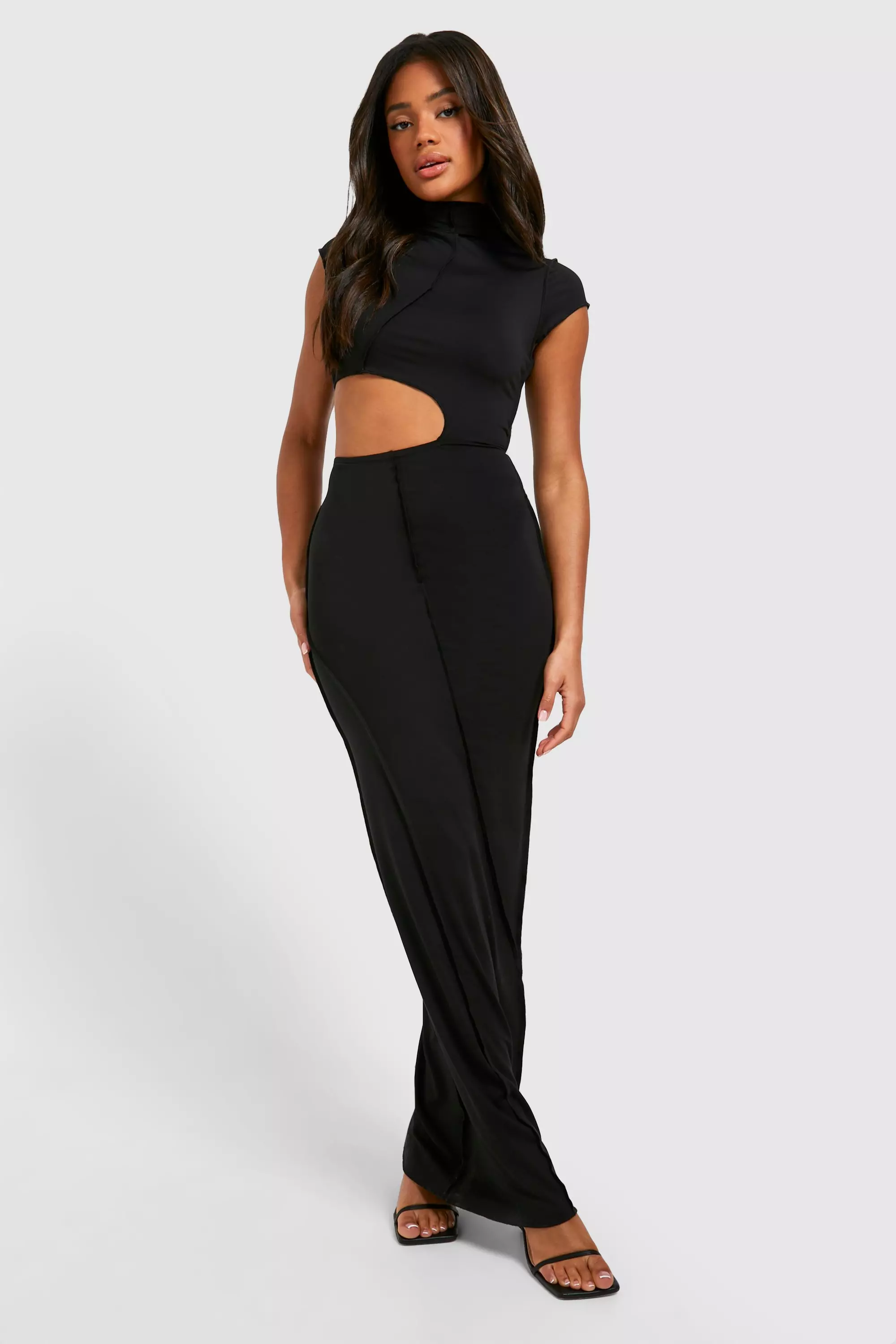 Exposed Seam Cut Out Maxi Dress