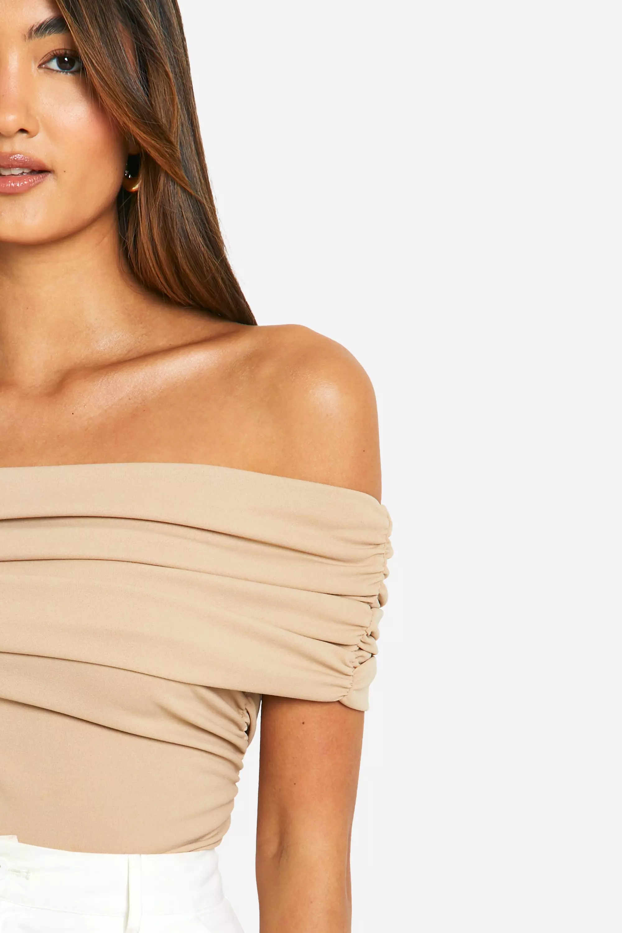 Stone Crepe Bardot Ruched Top alternative image