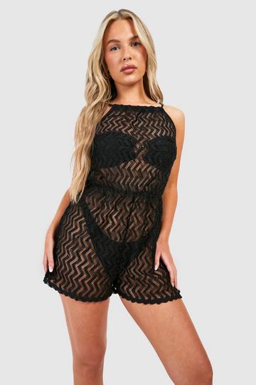 Kanten Zig Zag Strand Playsuit black