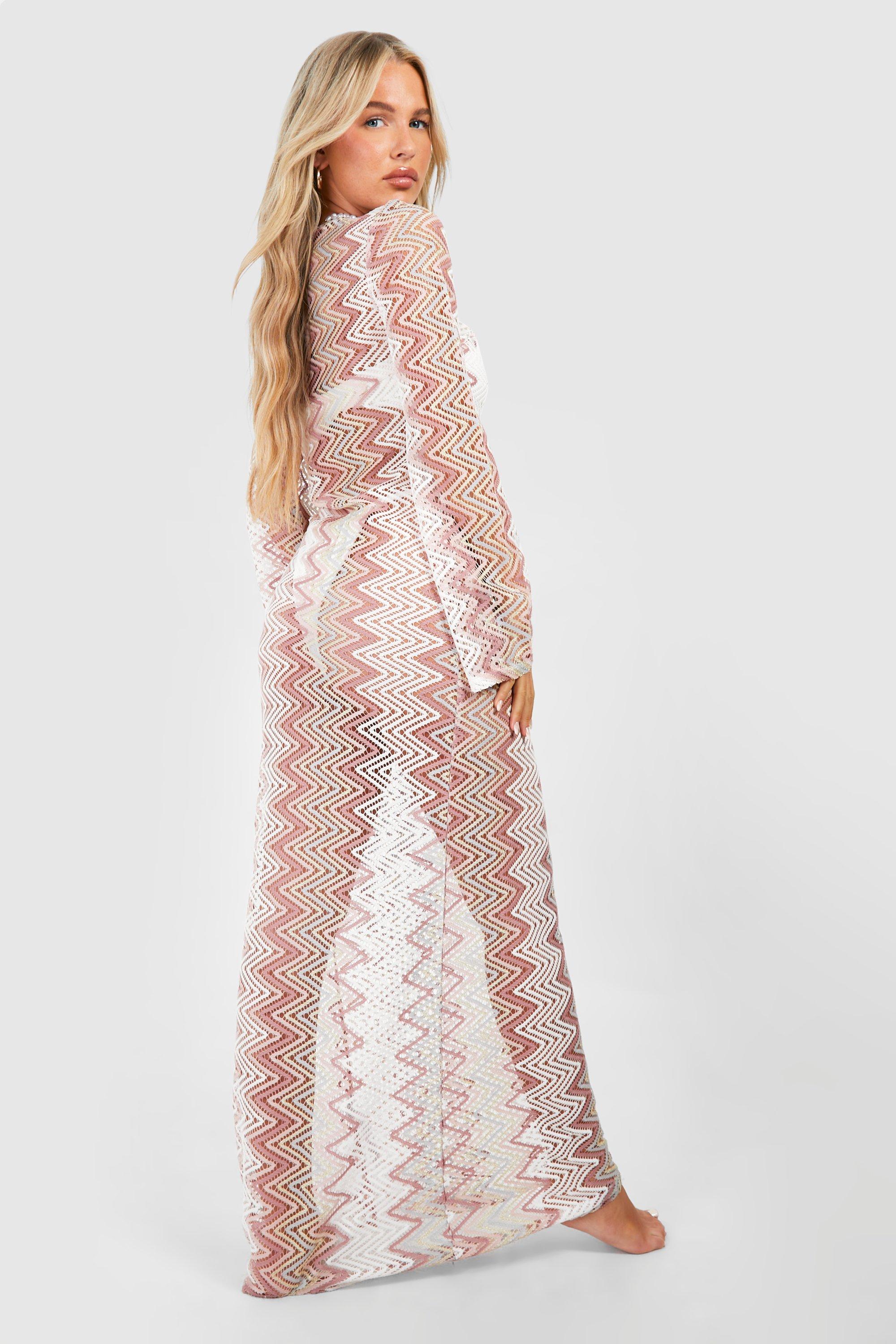 Zig Zag Knit O-ring Beach Maxi Dress