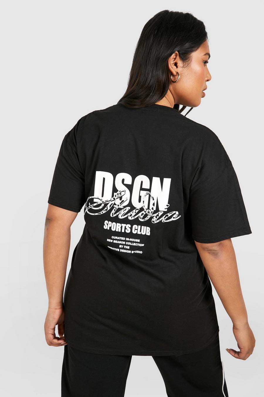 T-shirt Plus Size Dsgn Studio con scritta leopardata, Black image number 1