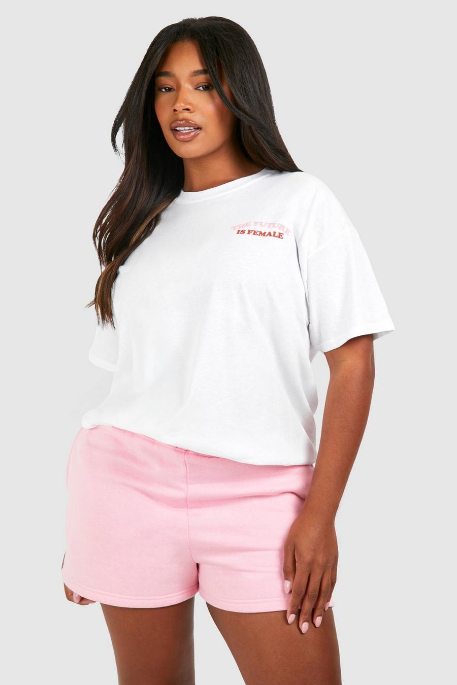 Camiseta Plus con estampado Female Is Future, White image number 1