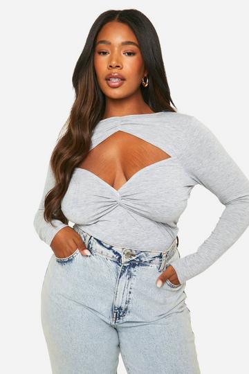 Plus Twist Front Keyhole Marl Top grey