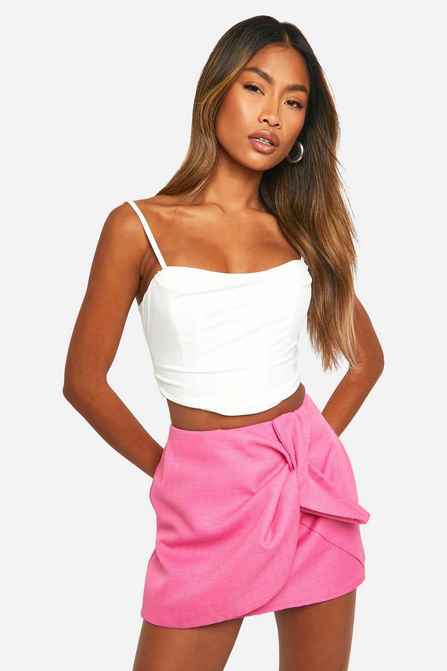 Hot pink Bow Detail Mini Skirt 