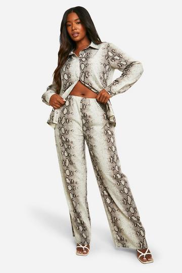 Plus Slangenprint Wide Leg Broek snake