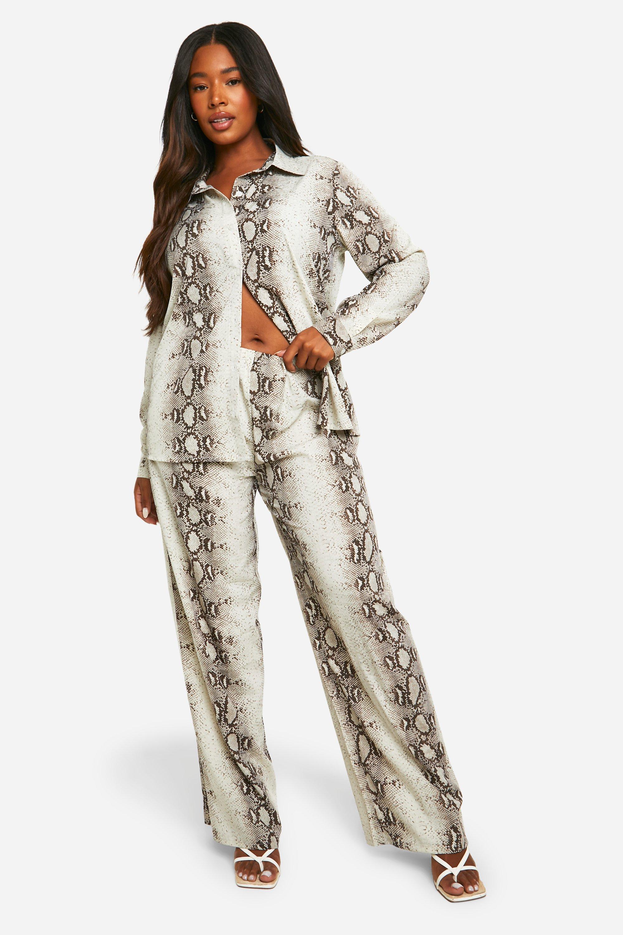 Boohoo snake print shirt dress sales