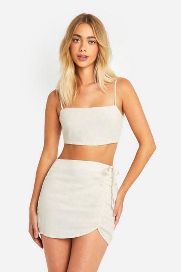 Side Ruched Mini Skirt neutral