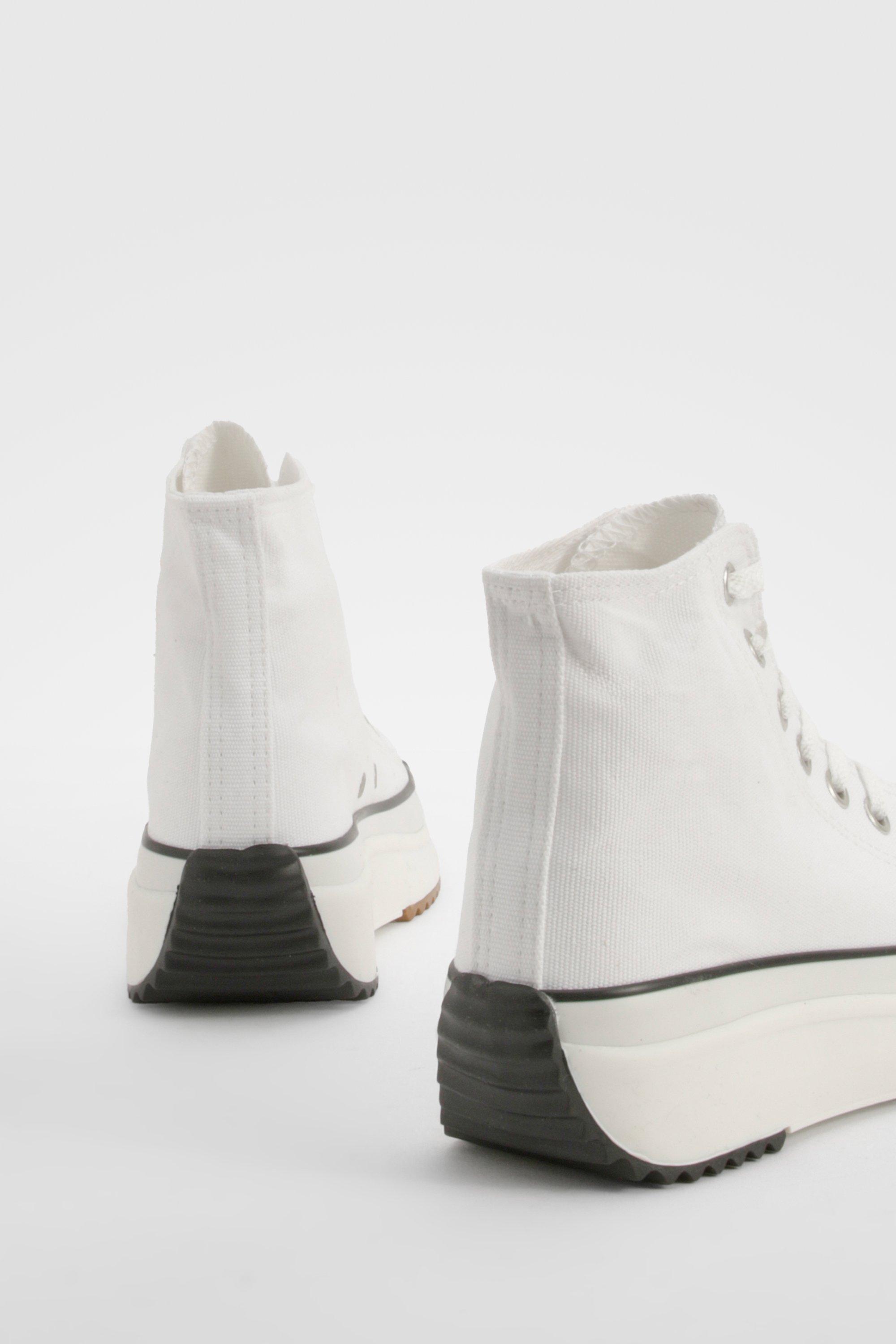 Boohoo Women s Chunky Platform High Top Trainers White