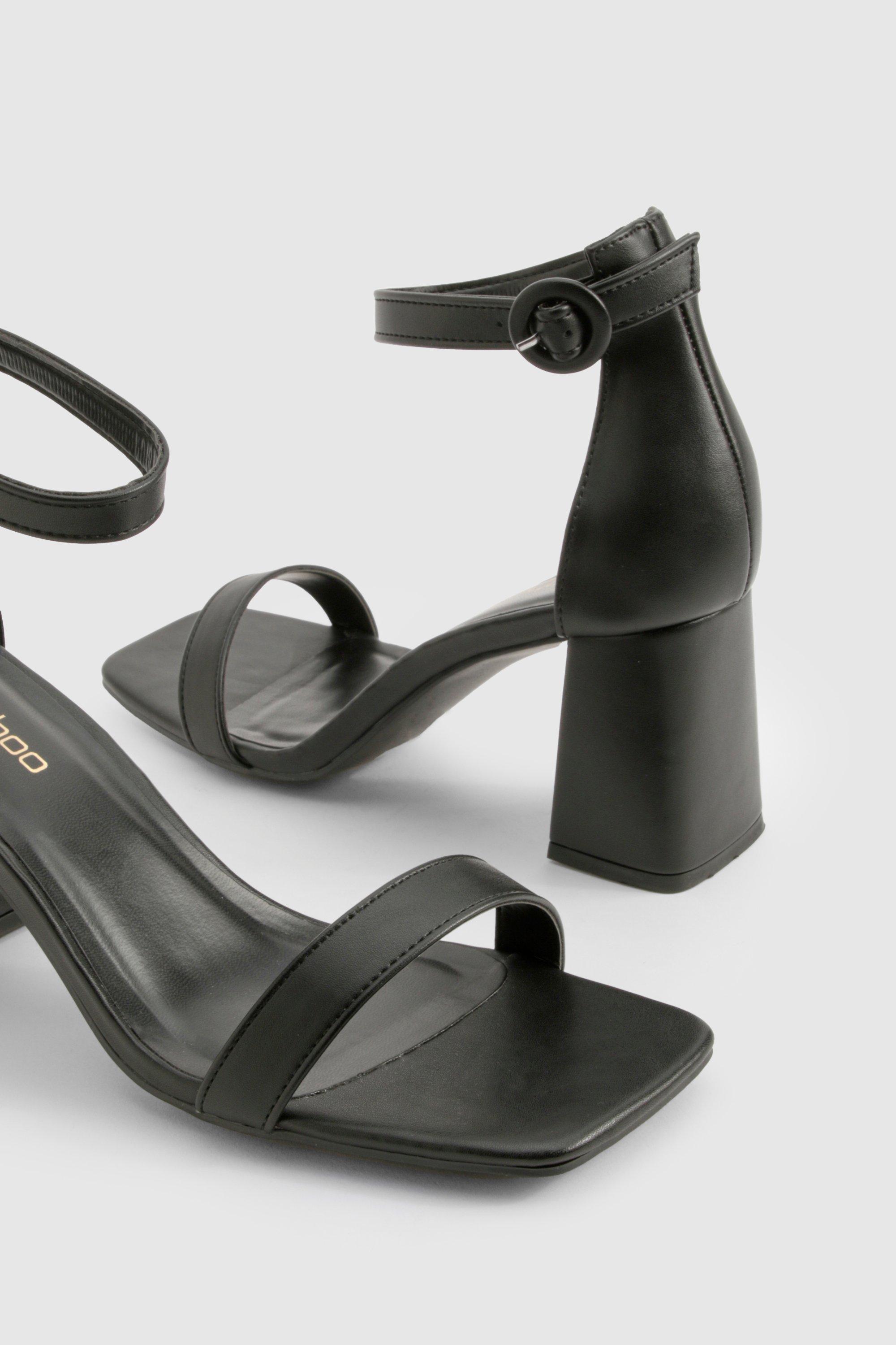 Wide Fit Round Buckle 2 Part Block Heels boohoo