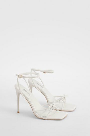 Bow Detail Caged Strappy Heels white