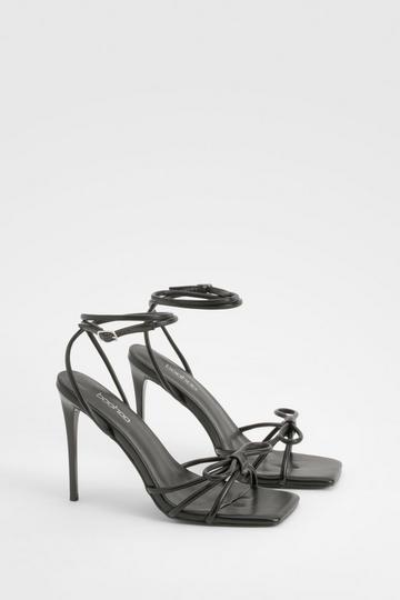 Bow Detail Caged Strappy Heels black