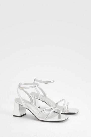 Metallic Asymmetric 2 Part Block Heels silver