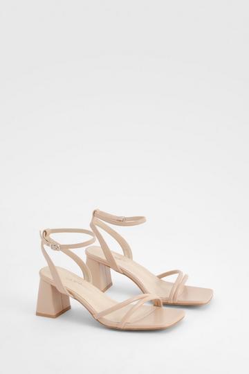 Nude Wide Fit Asymmetric 2 Part Block Heels