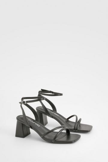 Wide Fit Asymmetric 2 Part Block Heels black