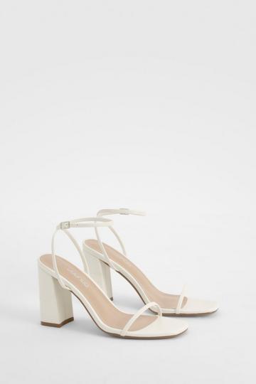 Block Heel Two Part Sandals white