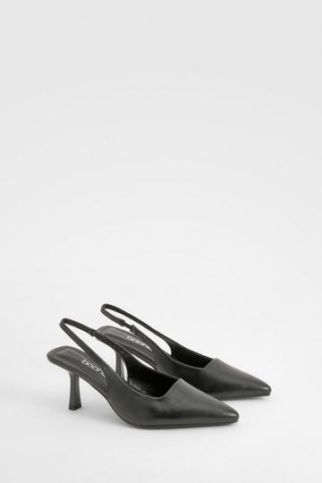 Wide Fit Slingback Kitten Heel Court Shoe black