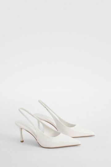 White Wide Fit Slingback Court Shoe