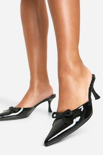 Patent Bow Detail Court Heels black