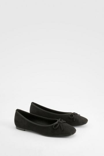 Ballerina Schoenen Met Vierkante Neus En Strik black