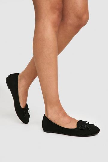 Black Bow Basic Slipper Ballet Flats