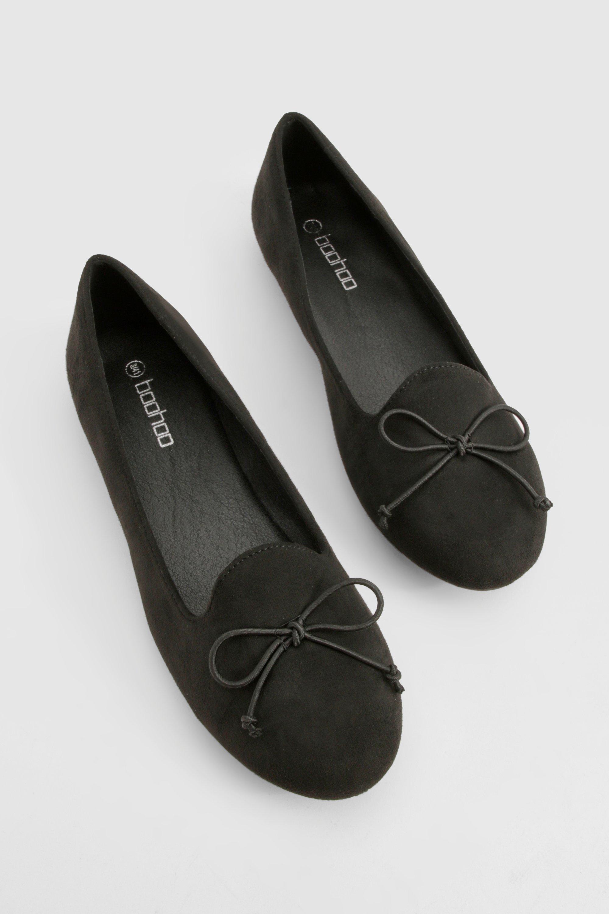 Boohoo Women s Bow Basic Slipper Ballet Flats Black