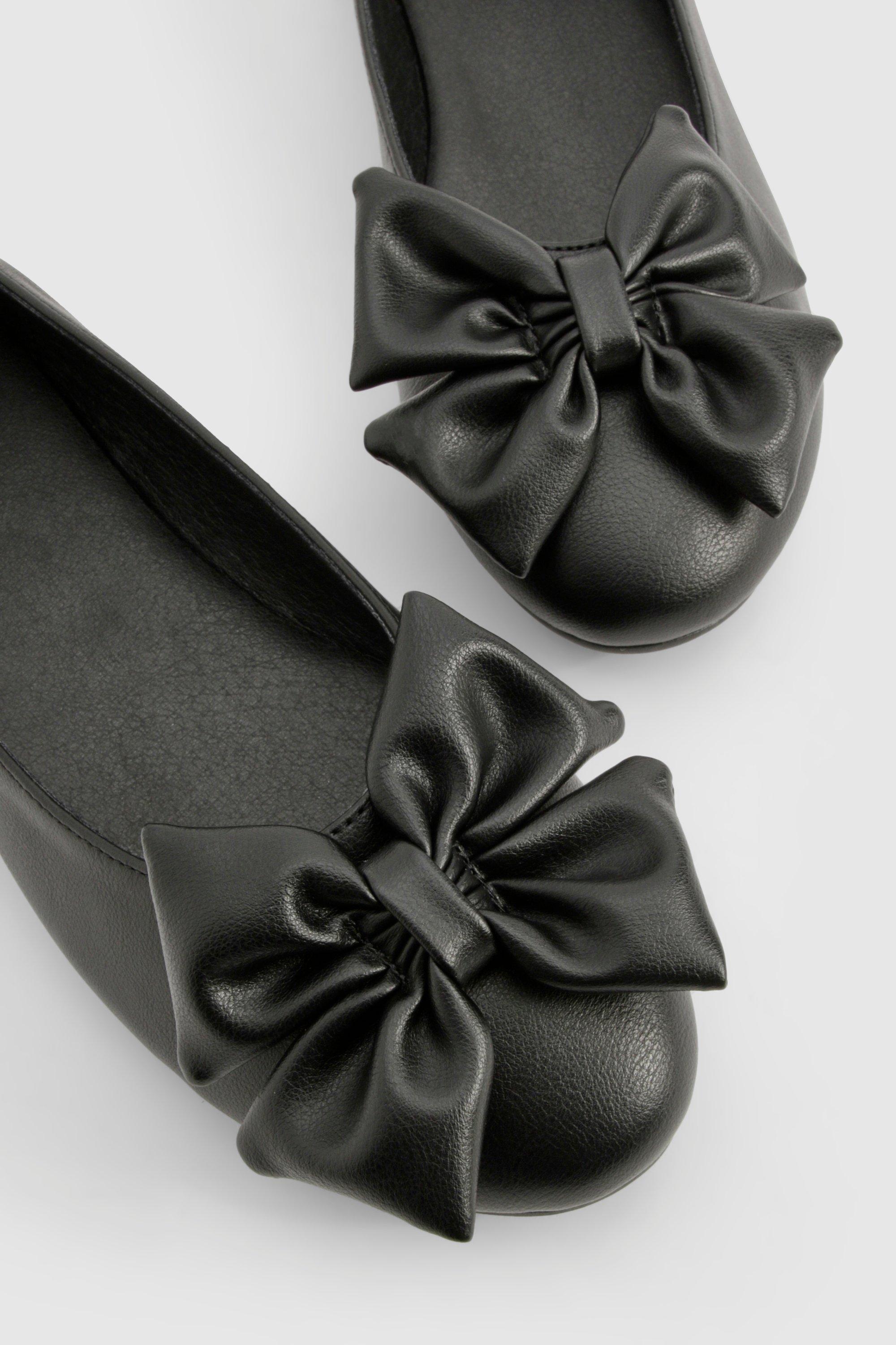 Black ballet flats with bow best sale