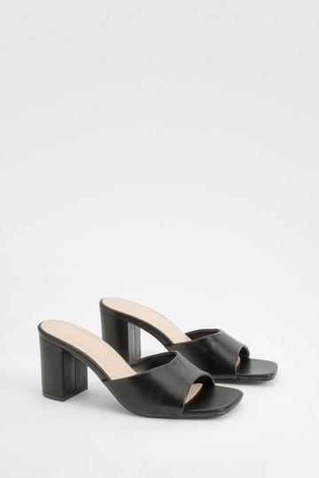 Black Block Heeled Mules