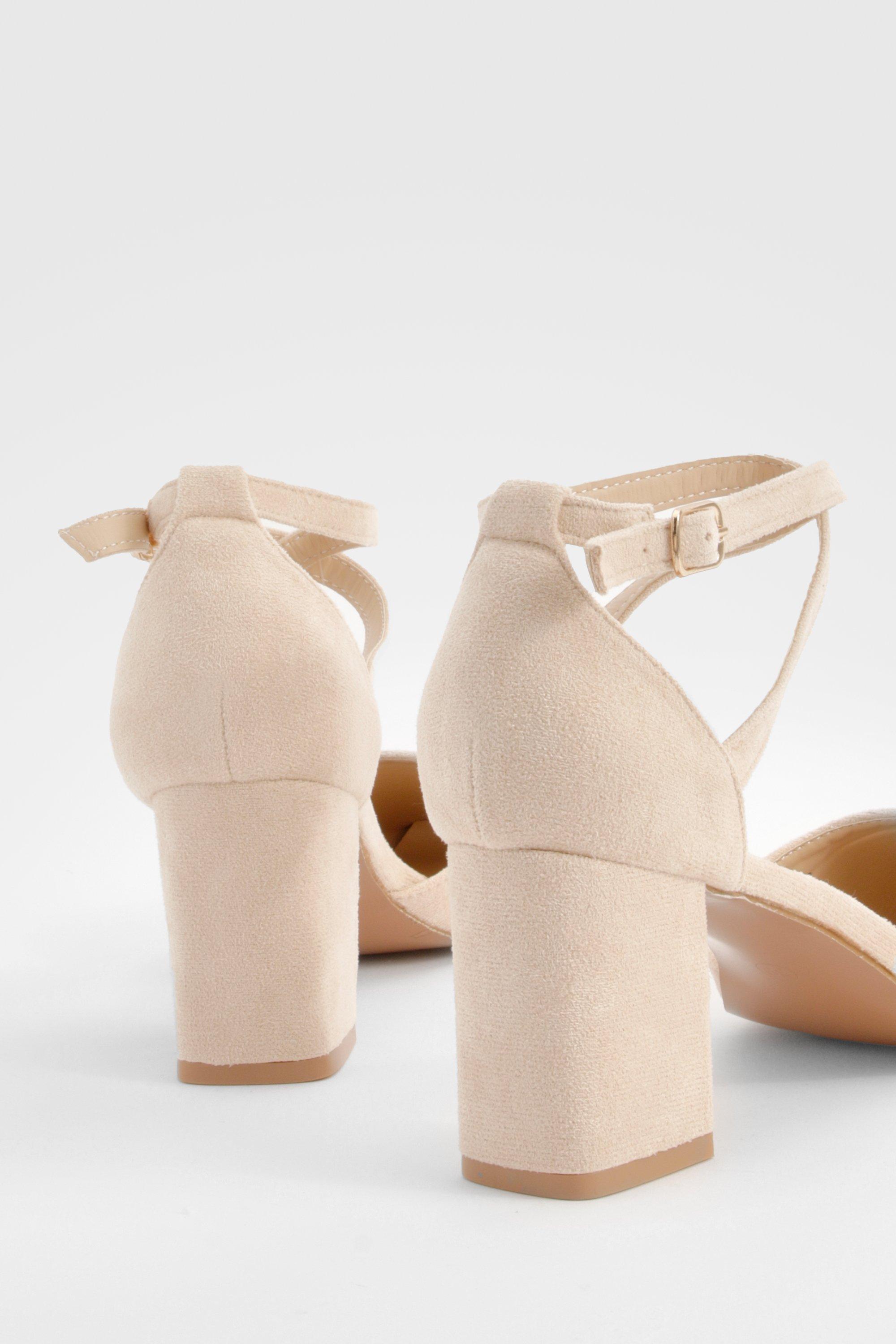 Block heel nude court shoes best sale