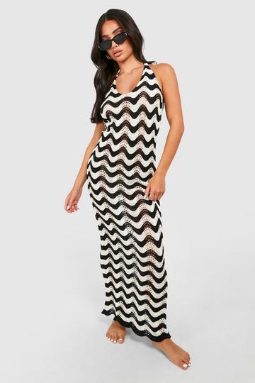 Petite Halter Neck Knit Maxi Dress black_ecru