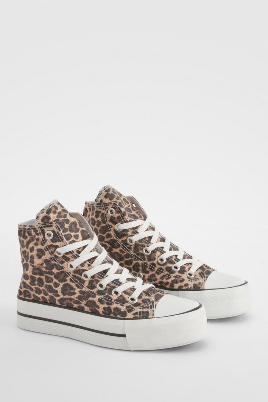 Leopard Höga sneakers med leopardmönster