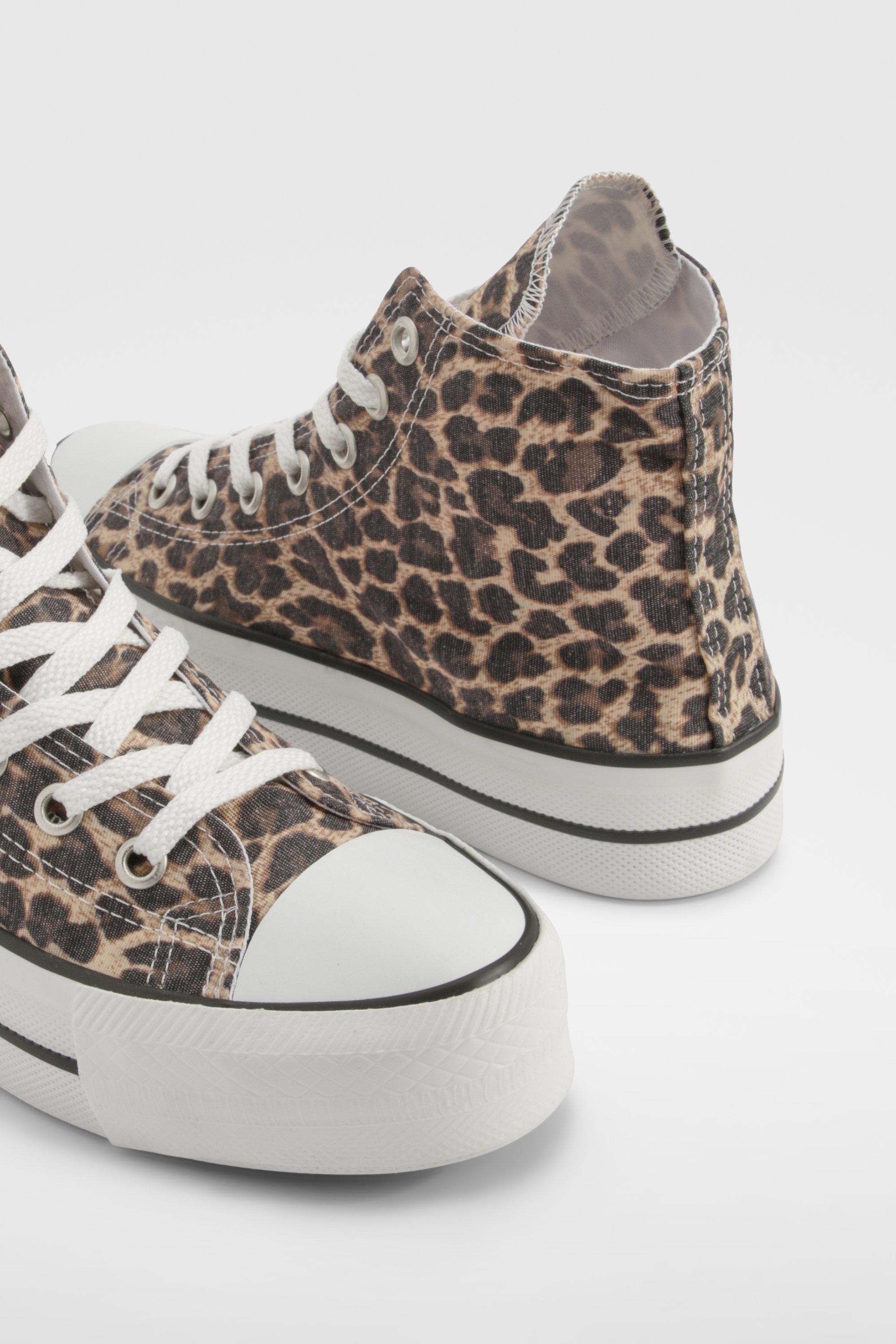 boohoo Leopard High Top Sneakers Multi Size 7