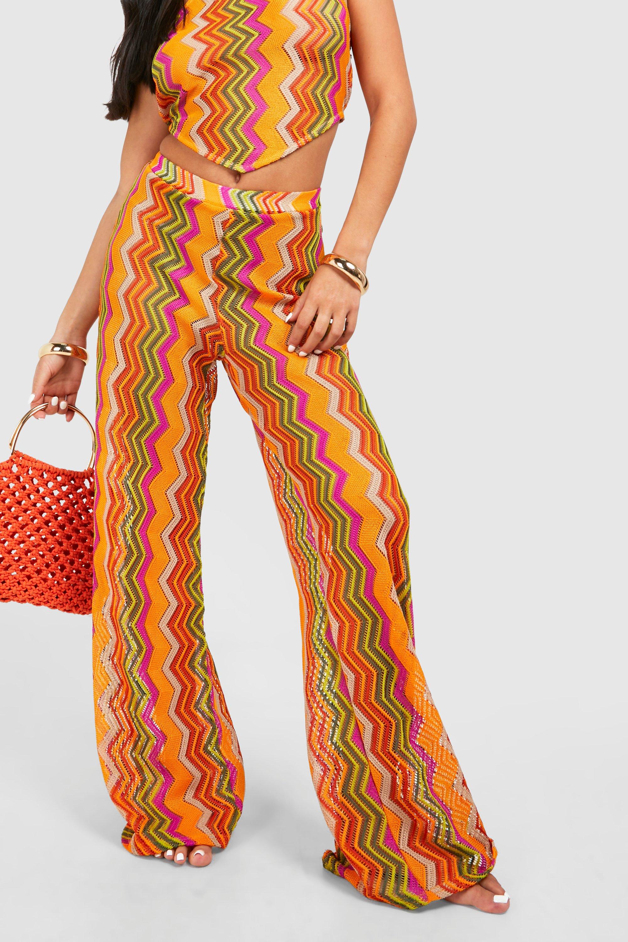 Petite Zig Zag Wide Leg Beach Trouser