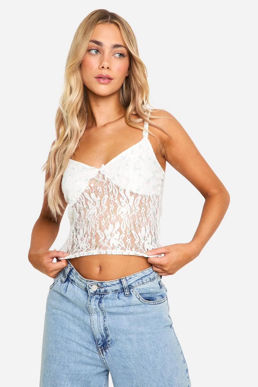 White Ditsy Floral Cami  image number 1