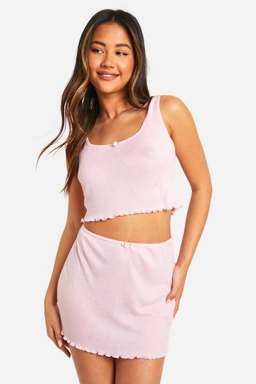 Pointelle Rose Detail Scoop Tank Top baby pink