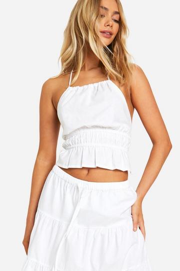 Linen Halter Backless Cami white