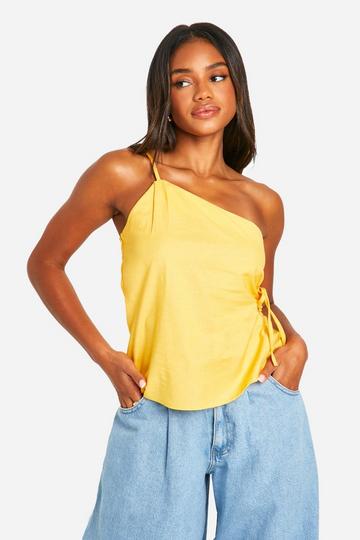 Linen Look Asymmetric Cut Out Detail Cami mango