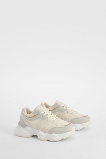 Cream White Chunky Sporty Sneakers