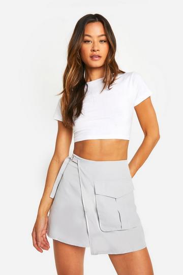 Tall Woven Cargo Skort light grey